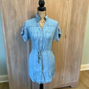GUESS Chambray Shirtdress Dress denim blue lightweight western coastal office XS